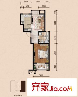 藍(lán)海國際一期101#-106#D1’戶型 1室1廳1衛(wèi)1廚