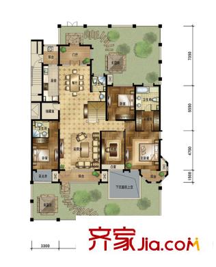 平方米陽新城106#樓躍層V9戶型一層 4室3廳3衛(wèi)1廚