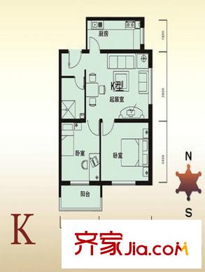 麗馨園一期108#樓K戶型 2室1廳1衛(wèi)1廚