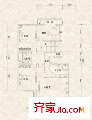 瀾水郡別墅5#樓300平方米A戶型三層 4室2廳4衛(wèi)1廚