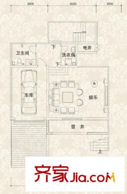 瀾水郡別墅5#樓300平方米A戶型一層 4室2廳4衛(wèi)1廚