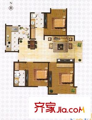 唐寧灣101#A3戶(hù)型 3室2廳1衛(wèi)1廚