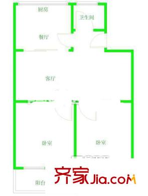 行政學(xué)院單位宿舍 2室 戶型圖