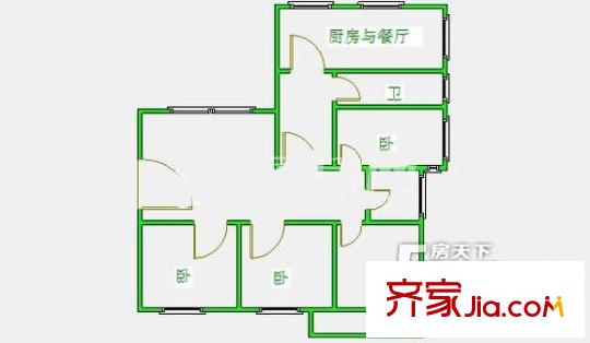 行政學院單位宿舍 4室 戶型圖