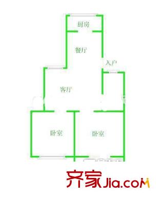 行政學(xué)院單位宿舍 2室 戶型圖
