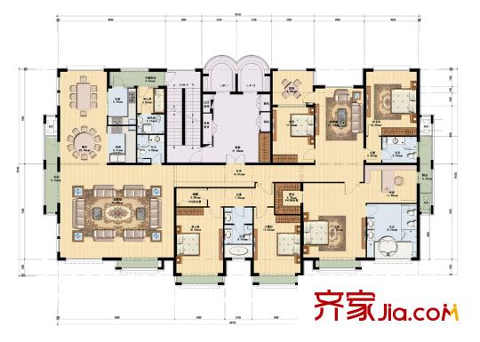 星遠(yuǎn)壹號(hào)公館14#B1戶型 5室3廳4衛(wèi)2廚