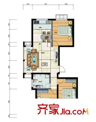 萬(wàn)都國(guó)際5#6#樓標(biāo)準(zhǔn)層F戶型 3室2廳1衛(wèi)1廚