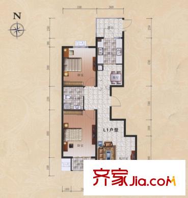 誠安友誼天地1#樓標(biāo)準(zhǔn)層L1戶型 2室2廳1衛(wèi)1廚