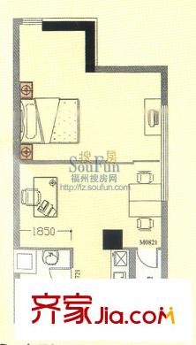 新亞大廈戶型圖1室1廳1衛(wèi)1廚