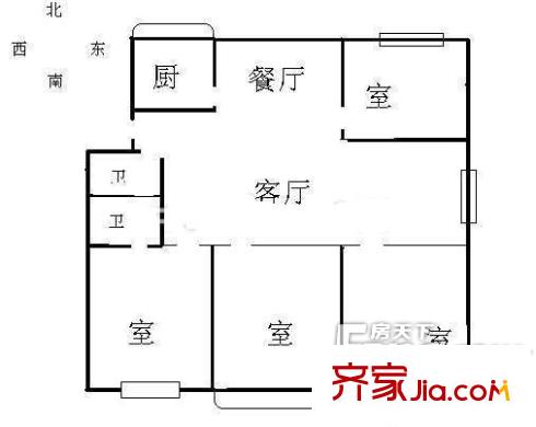 建華溫泉公寓二期戶型圖建華二期 4室 戶型圖 4室2廳2衛(wèi)1廚