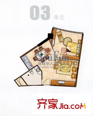 華林星座戶型圖1室2廳1衛(wèi)1廚