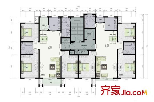 濱海名府101#一單元CD戶型 2室2廳1衛(wèi)