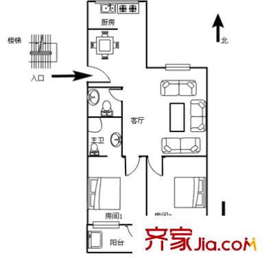 福新花園 2室 戶型圖