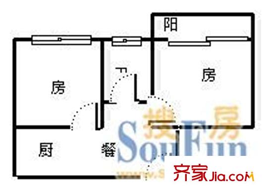 天盛小區(qū) 2室 戶型圖