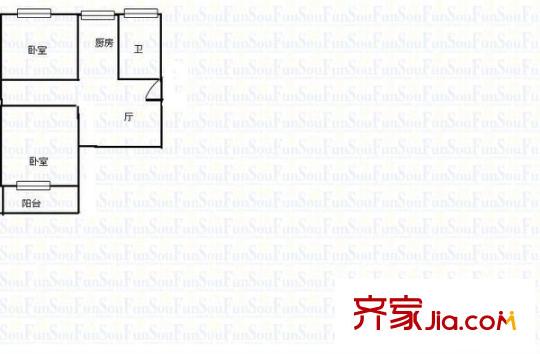 電業(yè)局宿舍 2室 戶型圖