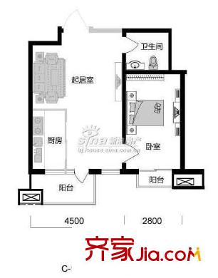 大儒世家公館 1室 戶型圖