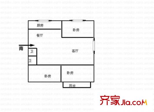 泰馨公寓 3室 戶型圖