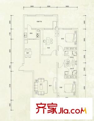 鼎旺大觀22號(hào)樓A5'戶(hù)型136平米 3室2廳2衛(wèi)1廚
