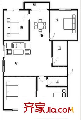 同心花園 4室 戶型圖