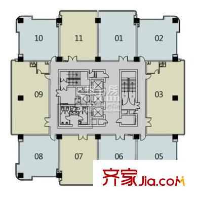 時代國際廣場 1室 戶型圖