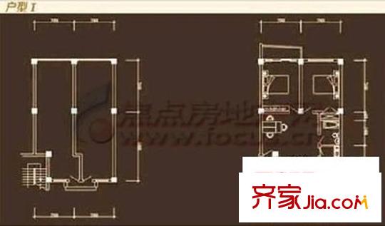 時代國際廣場 1室 戶型圖