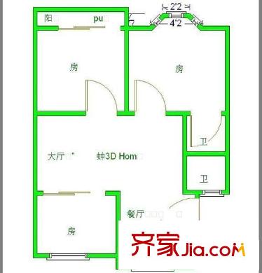 省檢察院天騏路單位宿舍 3室 戶型圖