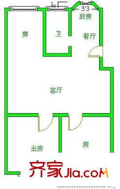 省檢察院天騏路單位宿舍 3室 戶型圖