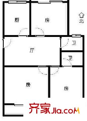 群升國(guó)際D區(qū) 3室 戶型圖