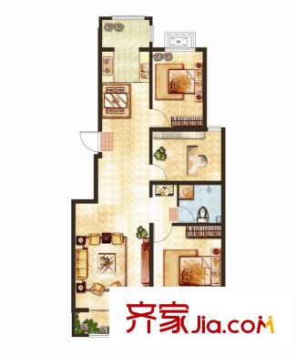 大悅新城105#樓標(biāo)準(zhǔn)層1C戶型 3室2廳1衛(wèi)
