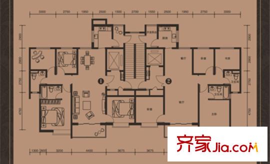 唐山恒大華府1號樓標準層1-3戶型 4室2廳2衛(wèi)1廚