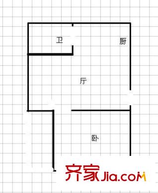 龍洲公寓 1室 戶型圖