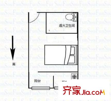 龍洲公寓 1室 戶型圖