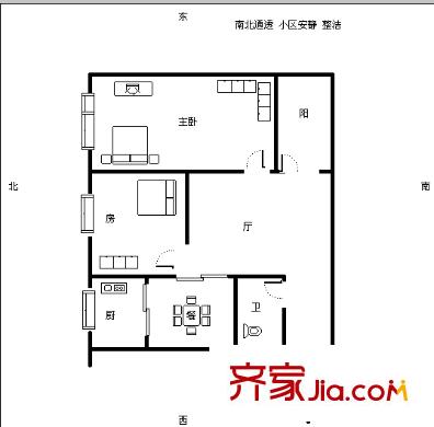 靈響小區(qū) 2室 戶型圖