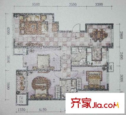 昱海瀾灣CD區(qū)D戶型 3室2廳1衛(wèi)1廚