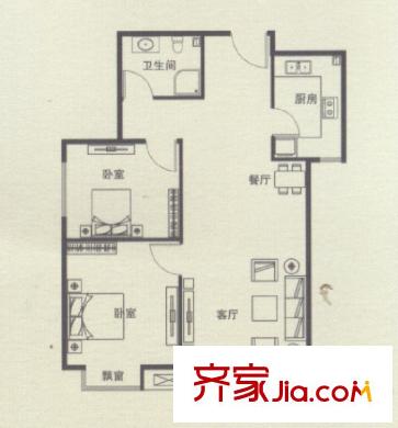 天昱金元北樓B2戶(hù)型85平米 2室2廳1衛(wèi)1廚