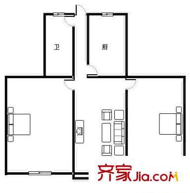 七星井新村 2室 戶型圖