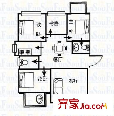 榕信東苑 4室 戶型圖