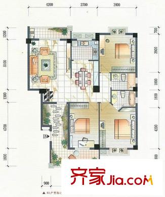 家天下三木城B區(qū) 3室 戶型圖