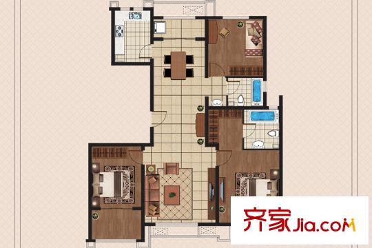 世紀(jì)瑞庭302/303/402/406/407#樓標(biāo)準(zhǔn)層G戶型 3室2廳2衛(wèi)1廚