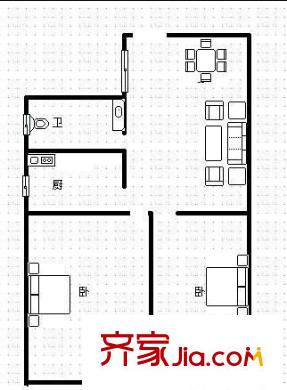 津泰新村 2室 戶型圖