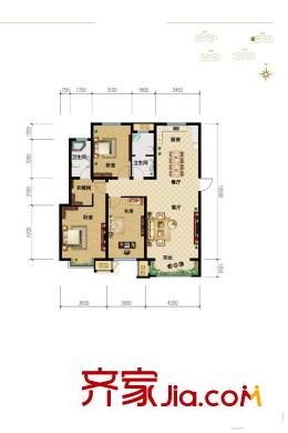 中建城三期402#K戶型 3室2廳2衛(wèi)1廚