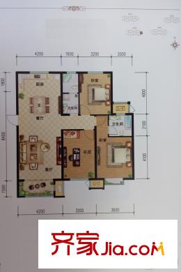 中建城三期403#E2戶型 3室2廳2衛(wèi)1廚