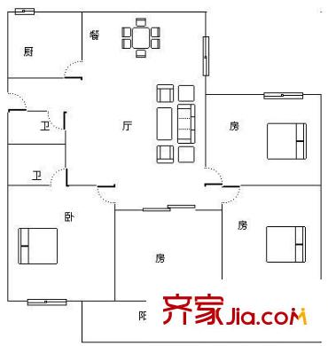 東方公寓 4室 戶型圖