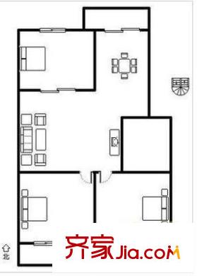 東方公寓 3室 戶型圖