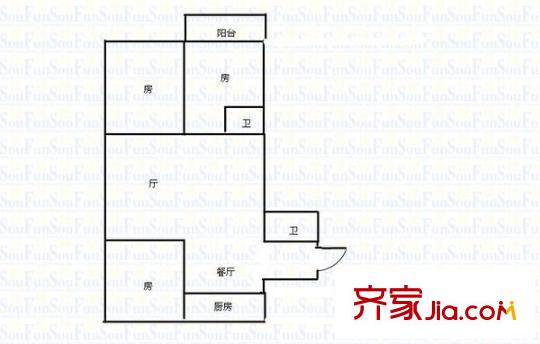 東方公寓 3室 戶型圖