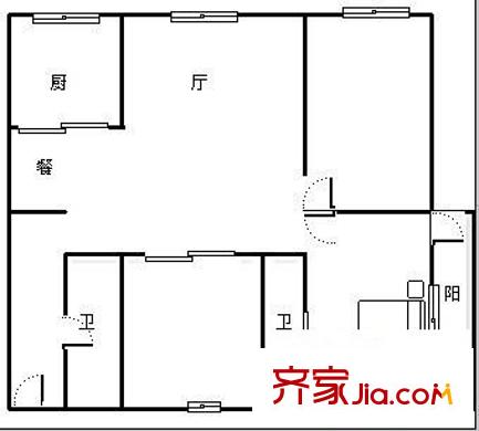 東方公寓 3室 戶型圖