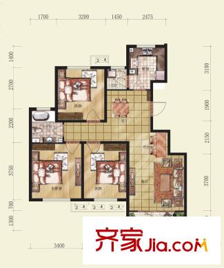 曹妃甸生態(tài)城彩虹嘉園一期D戶型 3室2廳1衛(wèi)1廚