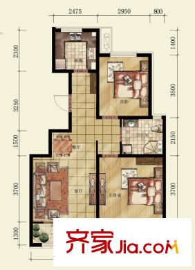 曹妃甸生態(tài)城彩虹嘉園一期E戶型 2室2廳1衛(wèi)1廚