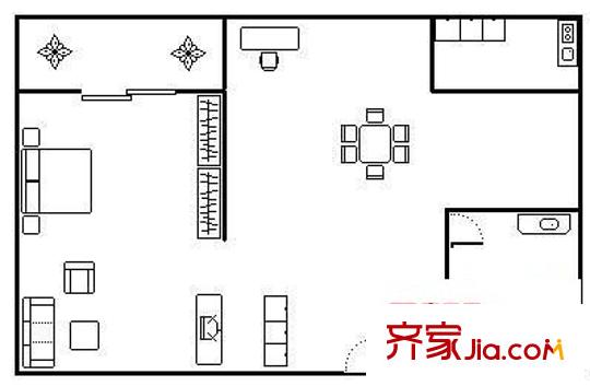 澳林大廈 1室 戶型圖