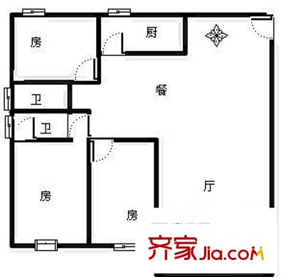 陽光城二區(qū)戶型圖陽光城2區(qū) 3室 戶型圖 3室2廳2衛(wèi)1廚